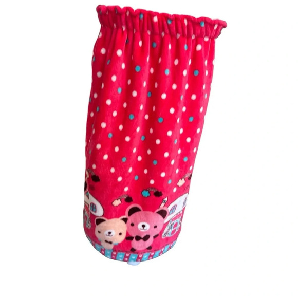 Fleece towel wrap one size fits most pink with white polka dots - Picture 4 of 5
